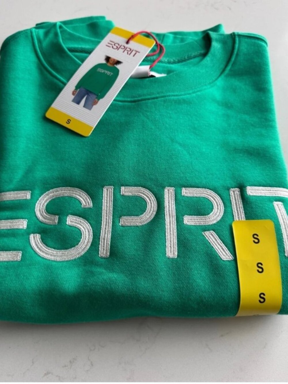 Esprit Teal Green Crewneck Sweatshirt with White Logo - Picture 2 of 4